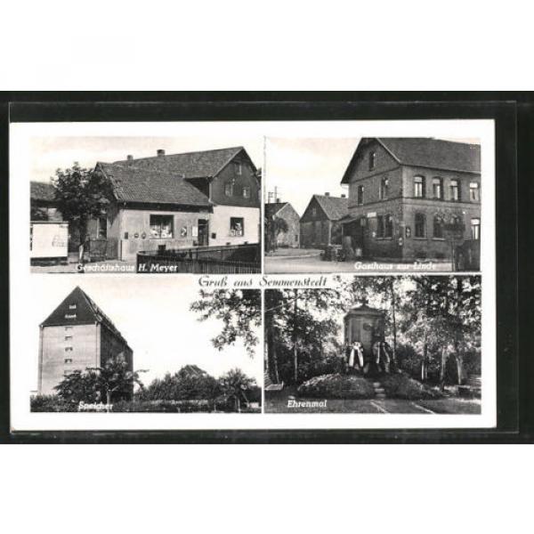 alte AK Semmenstedt, Gasthaus zur Linde, Geschäftshaus H. Meyer, Speicher 1956 #1 image