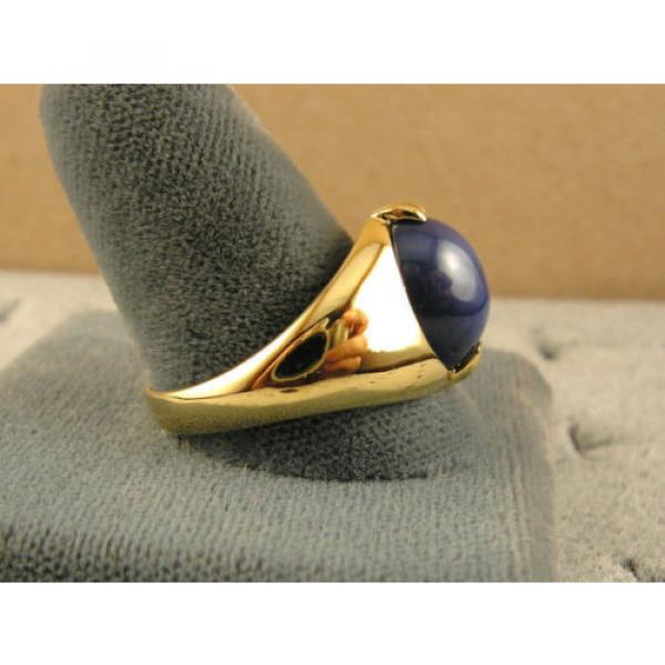 VINTAGE LINDE LINDY CORNFLOWER BLUE STAR SAPPHIRE CREATED RING  YG PLATE .925 SS #4 image