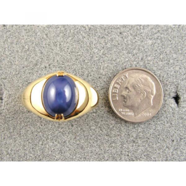 VINTAGE LINDE LINDY CORNFLOWER BLUE STAR SAPPHIRE CREATED RING  YG PLATE .925 SS #5 image