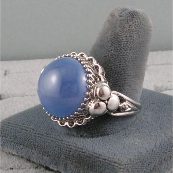 28CT 18MM PMP LINDE LINDY CEYLON BLUE STAR SAPPHIRE CREATED RHODIUM PL S/S RING #2 image