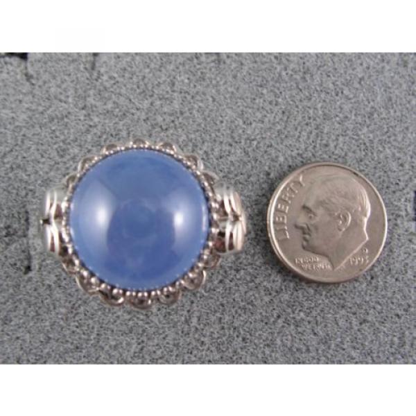 28CT 18MM PMP LINDE LINDY CEYLON BLUE STAR SAPPHIRE CREATED RHODIUM PL S/S RING #4 image