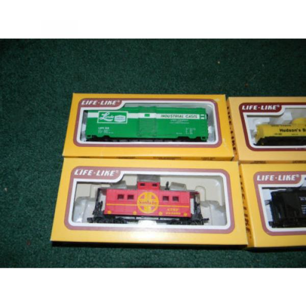 HO scale 4 car Life Like Lot Linde Box Hudson Tanker Santa Fe caboose Erie Hoppr #2 image