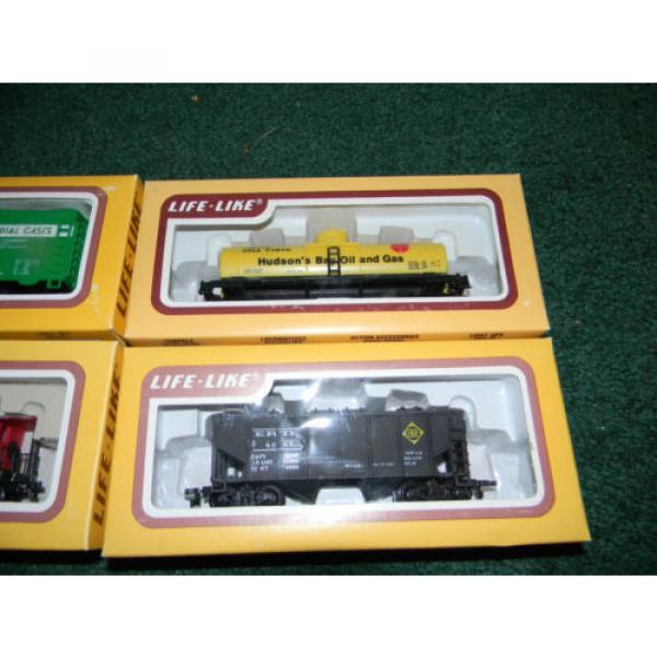 HO scale 4 car Life Like Lot Linde Box Hudson Tanker Santa Fe caboose Erie Hoppr #3 image