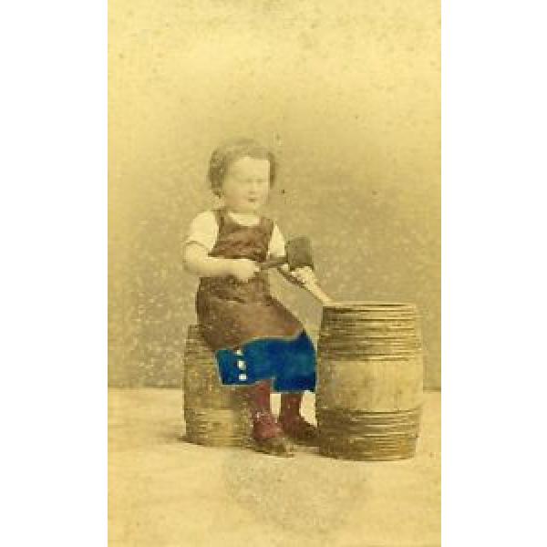 Young Girl &amp; her Toys Berlin Germany Old CDV Photo Linde 1870 #1 image