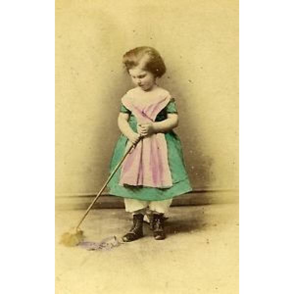 Young Girl &amp; her Toys Berlin Germany Old CDV Photo Linde 1870 #1 image