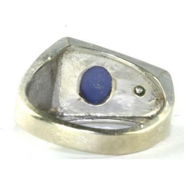 VTG MENS 14K WHITE GOLD DIAMOND LINDE LINDY STAR SAPPHIRE RING SIZE 8.5 #4 image