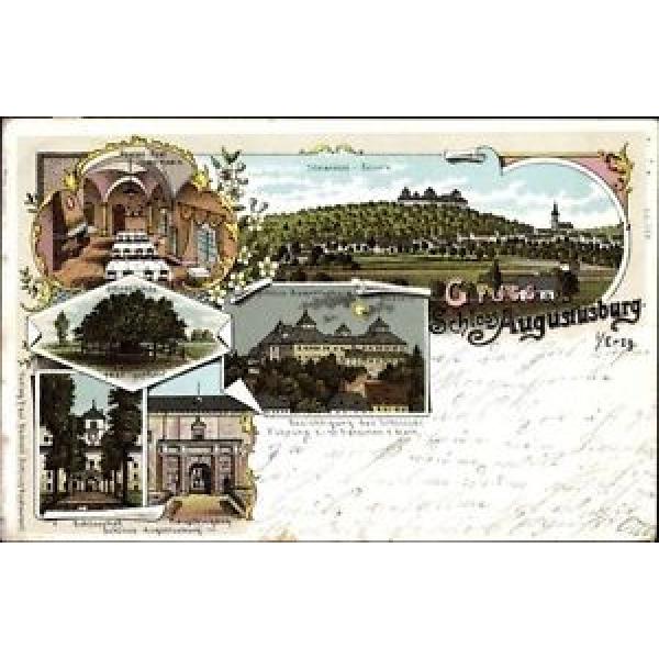 Litho Augustusburg im Erzgebirge, Schloss bei Mondschein, Linde,... - 1454512 #1 image