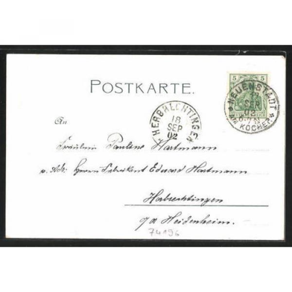 schöne Mondschein-AK Neuenstadt, Ortspartie an der Linde 1902 #2 image