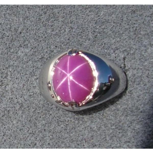 VINTAGE LINDE LINDY BURGUNDY STAR SAPPHIRE CREATED RING RHODIUM P .925 SS #1 image