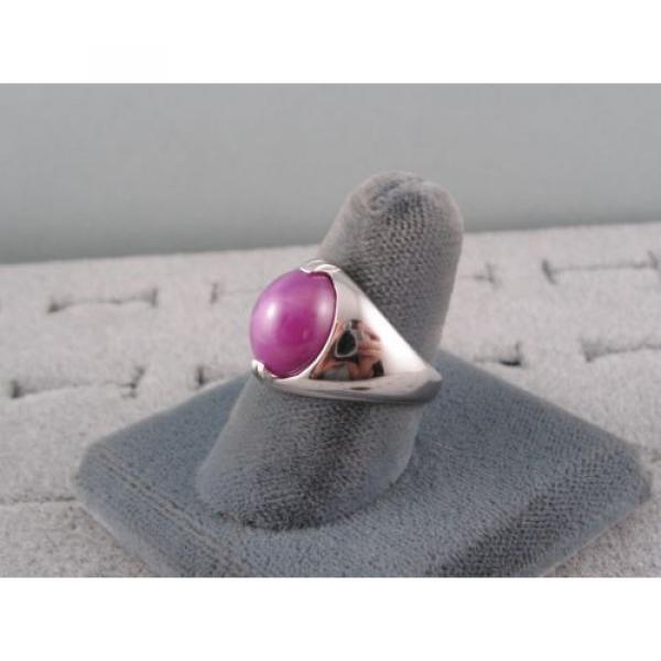 VINTAGE LINDE LINDY BURGUNDY STAR SAPPHIRE CREATED RING RHODIUM P .925 SS #2 image