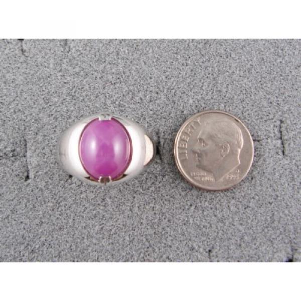 VINTAGE LINDE LINDY BURGUNDY STAR SAPPHIRE CREATED RING RHODIUM P .925 SS #3 image