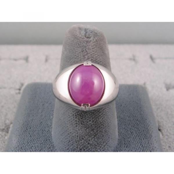 VINTAGE LINDE LINDY BURGUNDY STAR SAPPHIRE CREATED RING RHODIUM P .925 SS #4 image