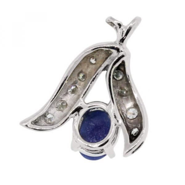 14k White Gold 0.25ctw Diamond Linde Sapphire Pendant #2 image