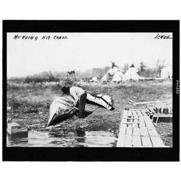 Mending,canoe,transportation,maintenance,tipis,North,Ojibwa Indians,Linde,c1913 #1 image