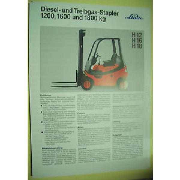 Sales Brochure Original Prospekt Linde Diesel &amp; Treibgas-Stapler H 12 H 16 H 18 #1 image