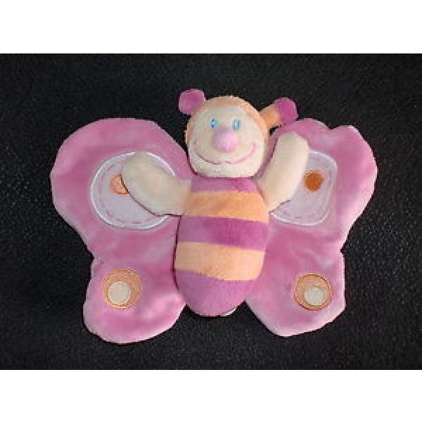 doudou peluche papillon rose orange SNC SCA LINDE DE MAISON 13cm #1 image