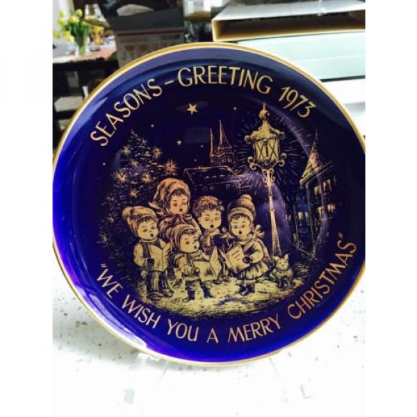 CHRISTMAS1973 H.H. Lihs Linde/Kueps Bavaria Collector Plate GOLD BLUE COBALT. #4 image