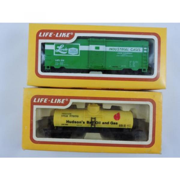 Set of 2 LIFE-LIKE 8475 Linde Box Car &amp; 8522 Hudson Tank Car HO scale train HBO #1 image