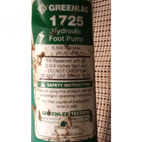 Greenlee 1725 Hydraulic Foot Pump 6500 Psi  76306 #2 image