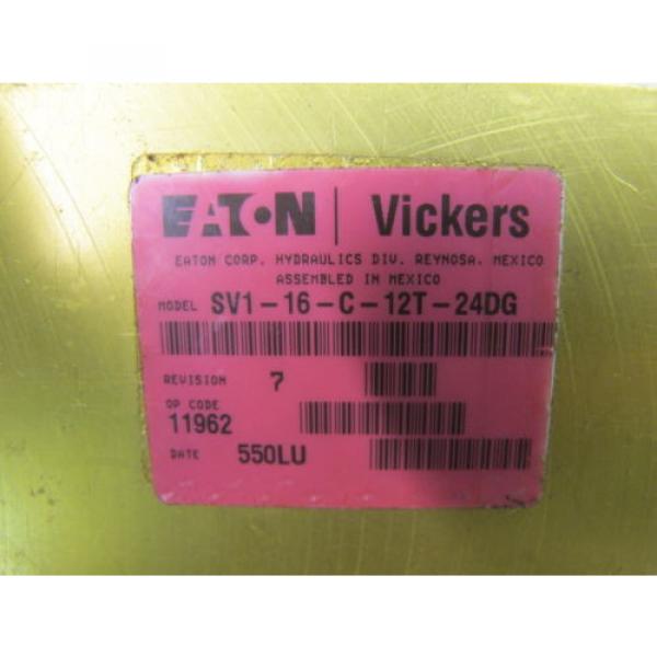 EATON / VICKERS,  2 WAY NC SOLENOID VALVE,  SV1-16-C-12T-24DG,  3000 PSI #8 image