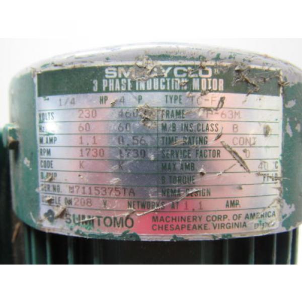 Sumitomo SM-Cyclo CNHM024075YA21 1/4HP Gear Motor 21:1 Ratio 208-230/460V 3Ph #9 image