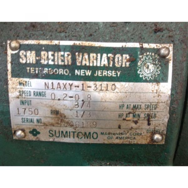 Sumitomo SM-Beier N1AXY-1-3110 Variator 1/3 amp; 3/4HP Gear Speed Variator 2-8 #5 image