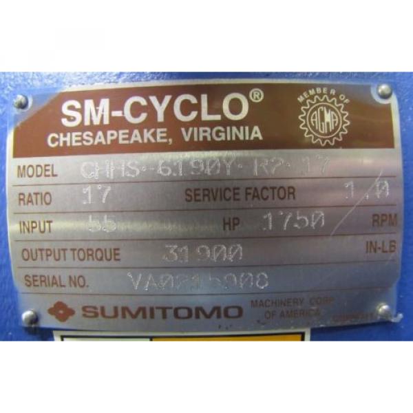 SUMITOMO CHHS-6190Y-R2-17 SM-CYCLO 17:1 RATIO SPEED REDUCER GEARBOX REBUILT #2 image