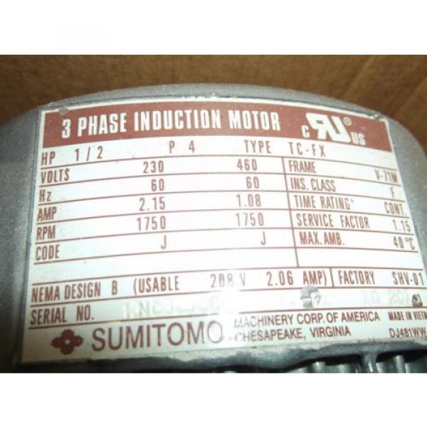 SUMITOMO DRIVE TECHNOLOGY CNFMS05-6075YA-21 CYCLO DRIVE w/ INDUCTION MOTOR #2 image