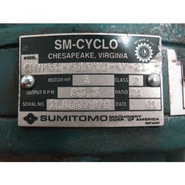 Sumitomo TC-FV CNVMS1-4097YB-AV-21 Motor 1 HP Ratio 21 Frame FA-80N #2 image