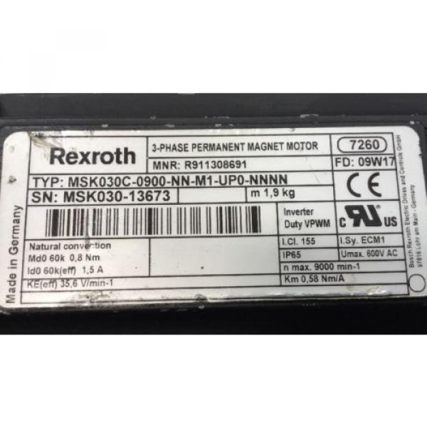 REXROTH 3~PERMANENT-MAGNET-MOTOR lt;gt; MSK030C-0900-NN-M1-UP0-NNNN #3 image