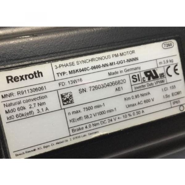 REXROTH 3~ SYNCHRONOUS PM-MOTOR lt;gt; MSK040C -0600 -NN -M1 -UG1 -NNNN #4 image