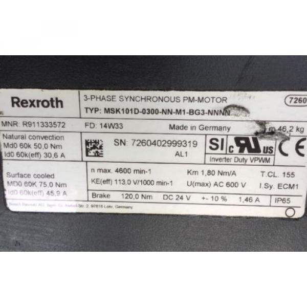 REXROTH 3~SYNCHRONOUS PM-MOTOR lt;gt; MSK101D -0300 -NN -M1 -BG3 -NNNN #5 image