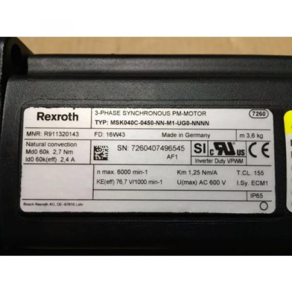 Bosch Rexroth MSK040C-0450-NN-M1-UG0-NNNN Servomotor MNR: R911320143 3-Phase #4 image