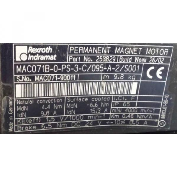 Origin REXROTH INDRAMAT MAC071B-0-PS-3-C/095-A-2/S001, MOTOR RTS0594725 #2 image