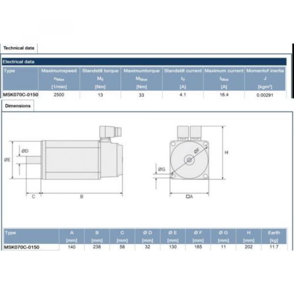 Rexroth permanent magnet synchronous motor MSK070C-0150-NN-M1-UG0-NNNN  Origin #9 image