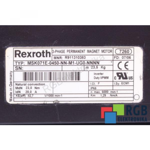 SERVOMOTOR MSK071E-0450-NN-M1-UG0-NNNN R911310383 60000MIN-1 REXROTH ID35504 #6 image