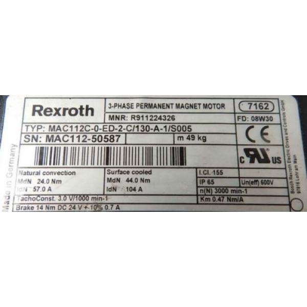 REXROTH INDRAMAT MAC112C-0-ED-2-C/130-A-1/S005 Servomotor-used- #3 image