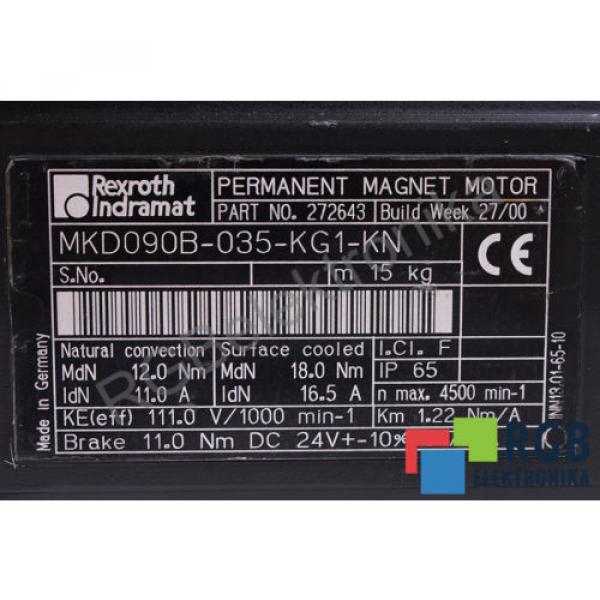 MKD090B-035-KG1-KN 11A 4500MIN-1 PERMANENT MAGNET MOTOR REXROTH INDRAMAT ID11746 #6 image