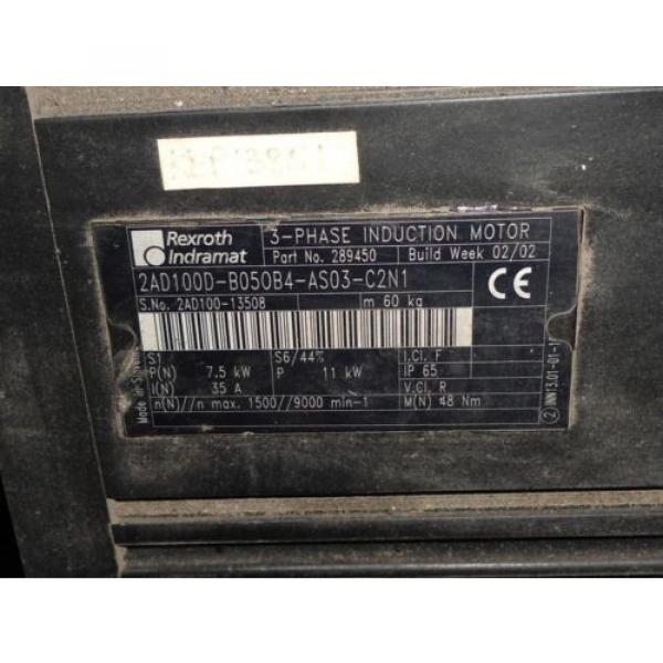 REXROTH INDRAMAT 3-PHASE INDUCTION SERVO MOTOR 2AD100D-B050B4-AS03-C2N1 NO FAN #3 image