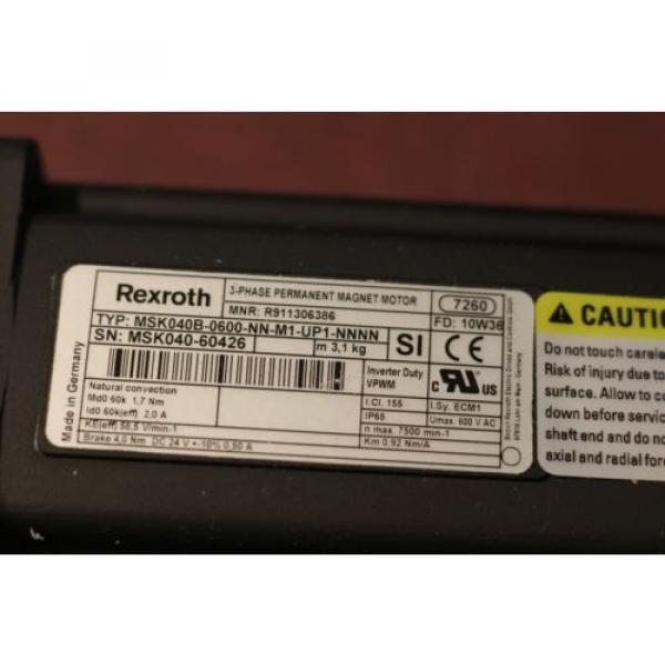 REXROTH MSK040B-0600-NN-M1-UP1-NNNN 3 PHASE PERMANENT MAGNET MOTOR - NIB #2 image