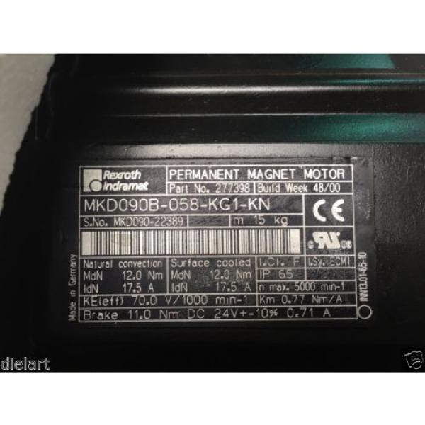 BOSCH REXROTH INDRAMAT PERMANENT MAGNET MOTOR SERVO MOTOR MKD090B-058-KG1-KN #1 image