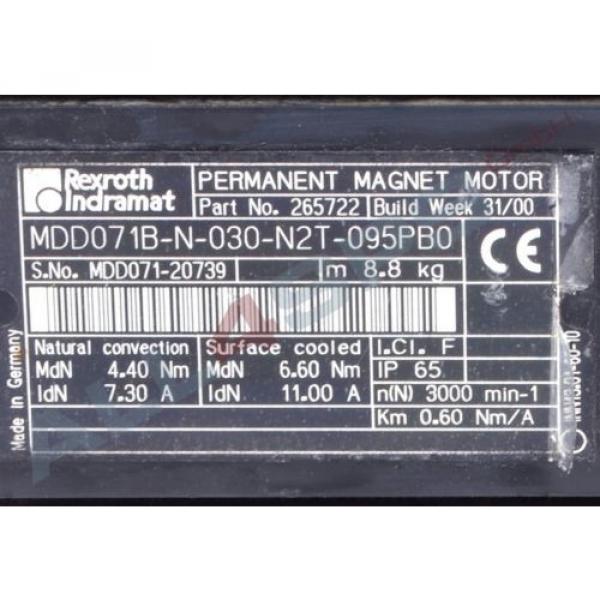 BOSCH REXROTH INDRAMAT DREHSTROMSERVOMOTOR, MDD071B-N-030-N2T-095PB0 GEBRAUCHT #3 image