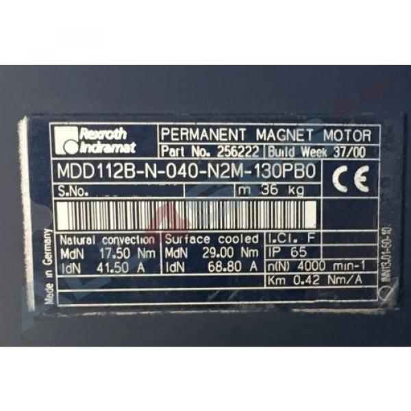 BOSCH REXROTH INDRAMAT DREHSTROMSERVOMOTOR, MDD112B-N-040-N2M-130PB0 GEBRAUCHT #2 image