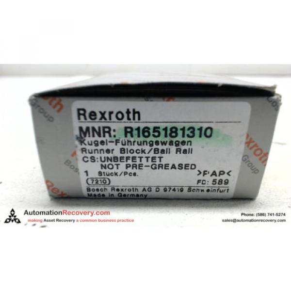 REXROTH R165181310 RUNNER BLOCK/BALL RAIL BEARING, Origin #108826 #2 image