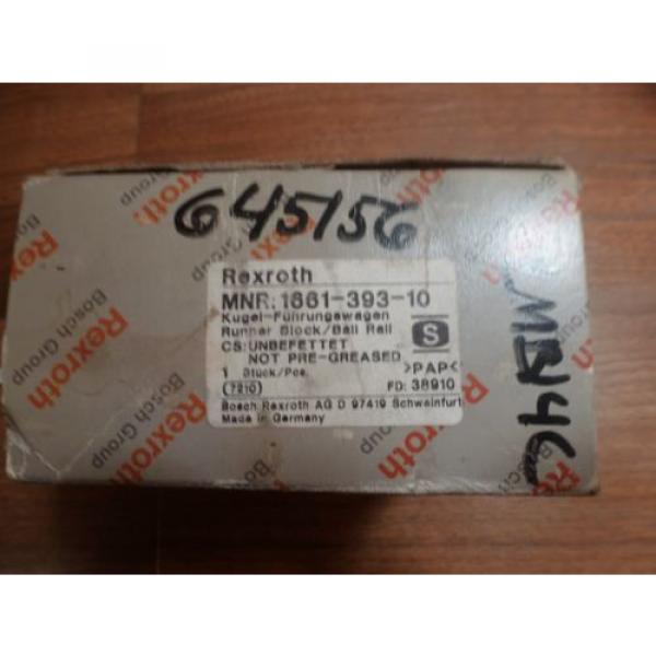 REXROTH RUNNER BLOCK / BALL RAIL 1661-393-10 Origin OLD STOCK #1 image