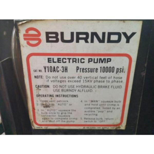 Burndy Electric Hydraulic Pump Y10AC-3H V2016-0007-0024 Location C9 #2 image