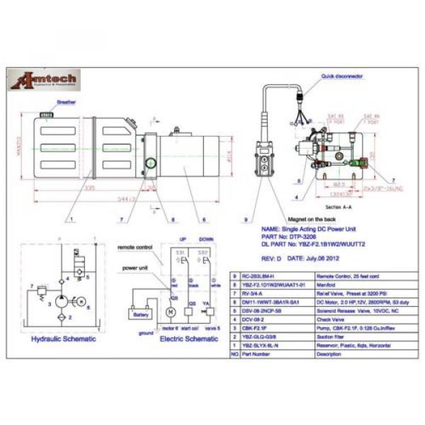 3206 Dump Trailer Hydraulic Power Unit,12V Single Acting,6L ploy Tank, OEM #2 image